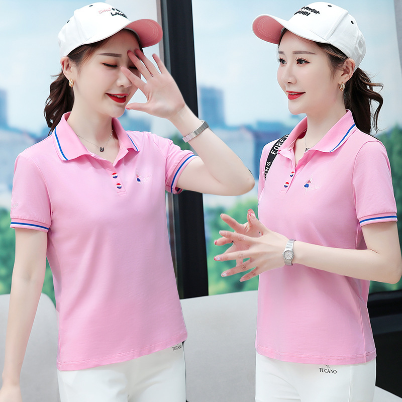 Summer Pure Cotton Women's T-Shirt Short-Sleeved 2026 New Casual Fashion T-Shirt Women's Summer Slim Fit Sports Polo Shirt Summer Pure Cotton Women's T-Shirt Short-Sleeved 2026 New Casual Fashion T-Shirt Women's Summer Slim Fit Sports Polo Shirt