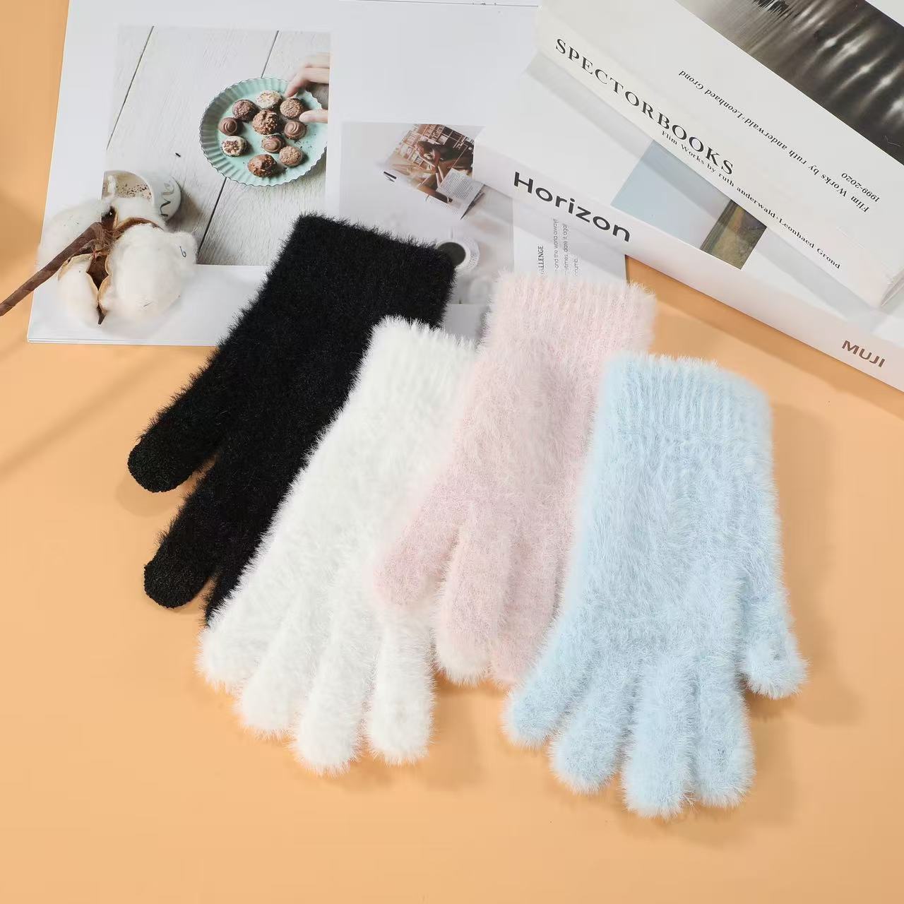 Warm dew finger winter warm five-finger plus velvet and thickened…