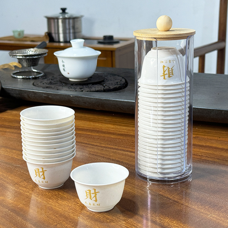 家庭用使い捨て高級カンフーロゴカップ食品級ティーカップのトランペット籾殻硬質プラスチックを厚くする|undefined