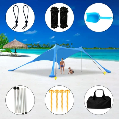 Cool Lycra Four-sided Elastic — Avtomobil yan çətirləri - blue-2-aluminum-poles-200160150cm