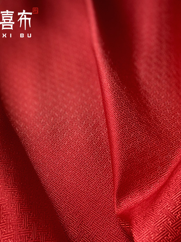 tj gd red brocade fabric with small circular patterns and city wall patterns, suitable for doll clothes, wedding garments, Tang suits, and Hanfu tj gd red brocade fabric with small circular patterns and city wall patterns, suitable for doll clothes, wedding garments, Tang suits, and Hanfu