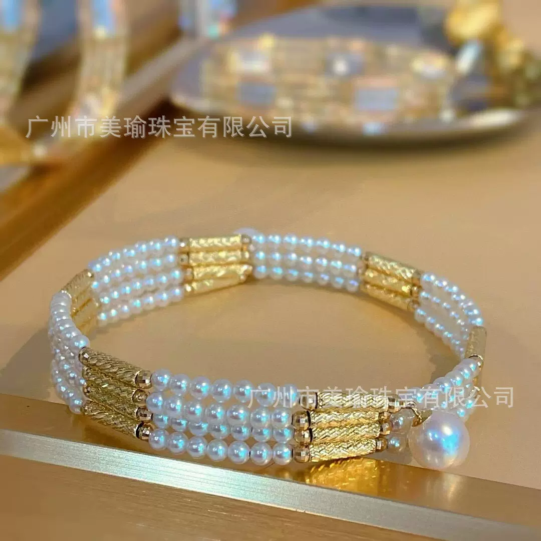 小红书爆款磁吸蛇链s925纯银镀厚金项链手链两戴天然淡水珍珠批发