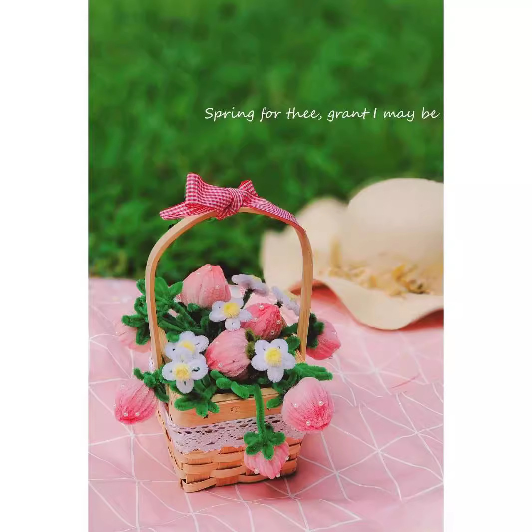 Hecho a mano DIY Twisted stick Lotus bouquet paquete material cesta de flores artificiales regalo cumpleaños del Día San Valentín para la novia