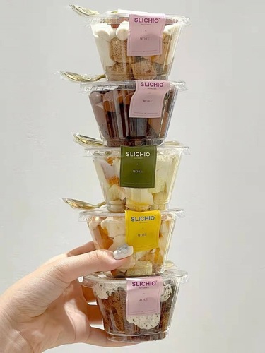 Mini Cream Cake Cup Box Plastic Disposable Cake Box Transparent Tiramisu Pudding Packing Cake Box