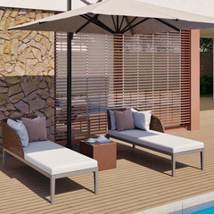 戶外休閒躺床沙灘游泳池陽台海邊陽光房度假酒店貴妃雙人民宿躺椅