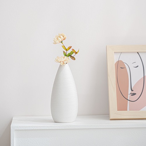 Simple Striped Ceramic Vase Wholesale Nordic Style Decorative Art Crafts Ornament Flower Holder for Dry Flowers Home Decor Set