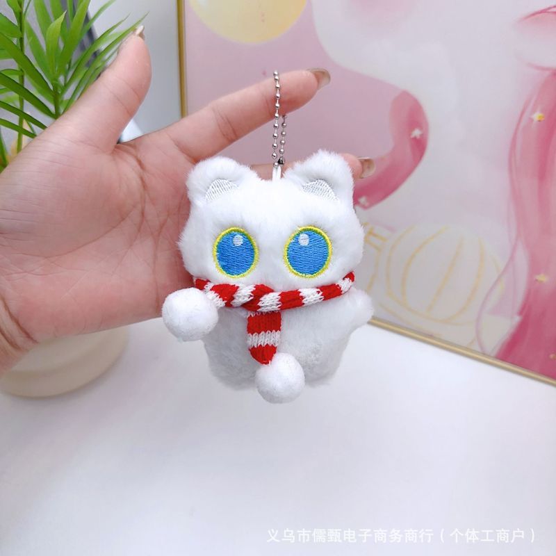 きしむぬいぐるみ青目猫ペンダント漫画白猫人形キーホルダーバッグ車のペンダントアクセサリーバッチ|undefined