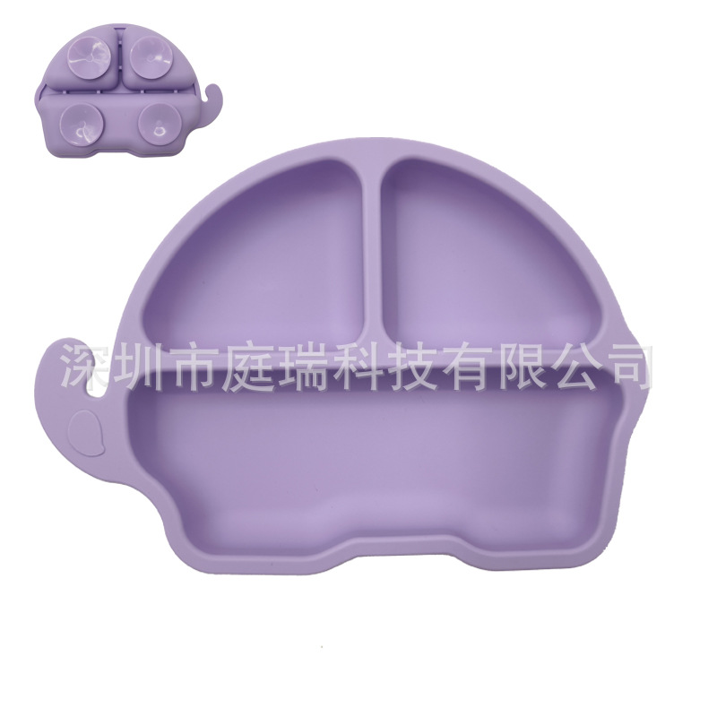 Plato para niños plato de rejilla de silicona cuadrado plato de suplemento de alimentos para bebés integrado tres Placa de rejilla lechón resistente a la caída de calidad alimentaria
