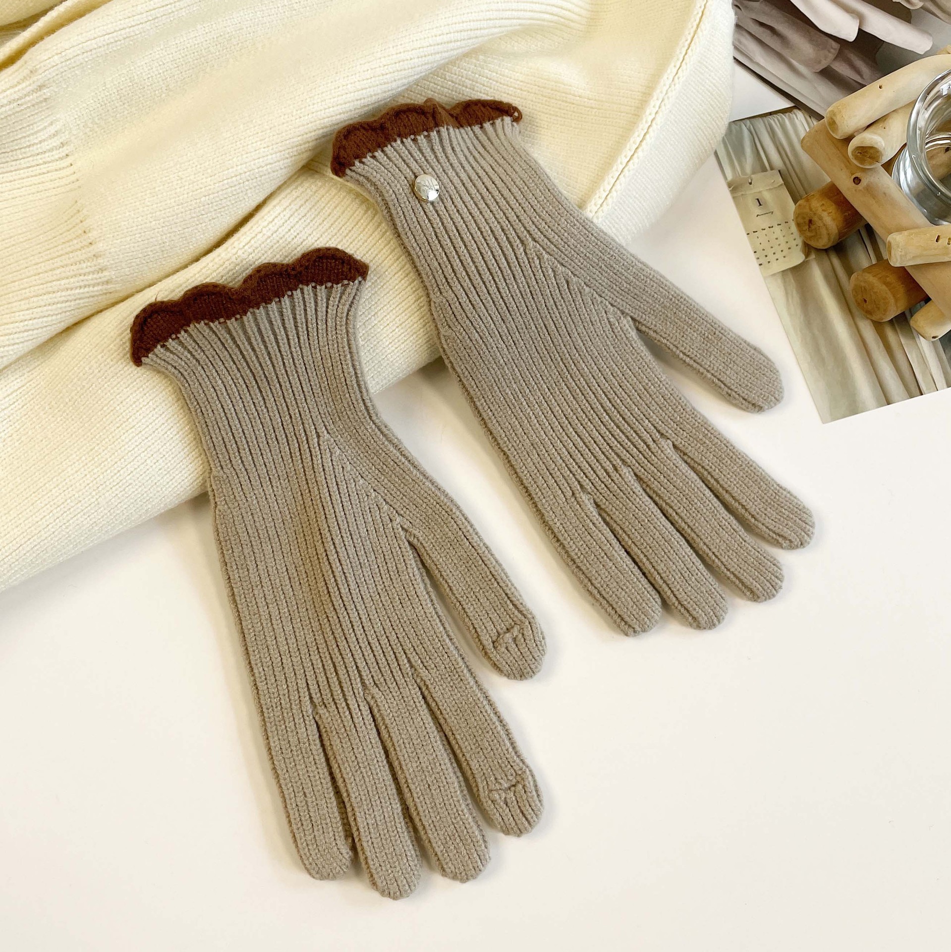 Gestrickte Handschuhe Für Damen Warme Winter-wollhandschuhe_voghion.com