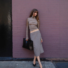 2025秋冬气质女装跨境欧美风时尚千鸟格修身高级感千金半身裙套装