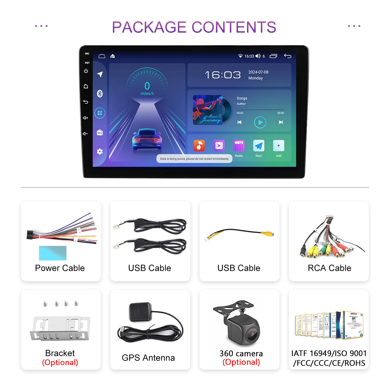 Máquina universal nacional/transfronteriza de 9/10 pulgadas, navegación GPS para automóvil Android, pantalla grande de control central de automóvil de carplay inalámbrico