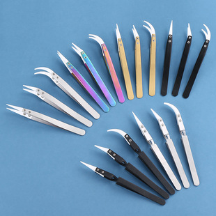 Electrician Tweezers Anti-Static Tweezers Replaceable Head Ceramic Stainless Steel Handle Ceramic Head Tweezers High Temperature Resistance 1200 Degrees