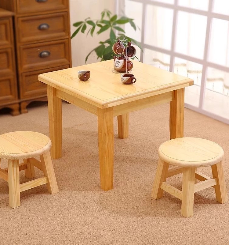 3w実木の小さい方のテーブルの家庭用の低いテーブルの食事の四方のテーブルの復古の客間のお茶のテーブルのベランダの木のテーブルの正方形|undefined
