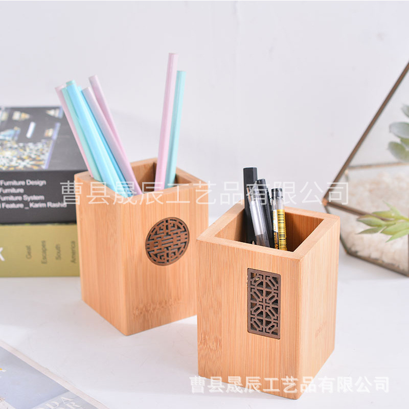 Portalápices de madera maciza de nogal, portalápices de escritorio para oficina, portalápices de madera maciza con almacenamiento hueco, simple.