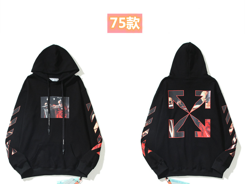 Marca de moda offwhite graffiti religioso pintura al óleo impresión de flecha hombre y mujer suelta OW pareja alta calle hoodie abrigo