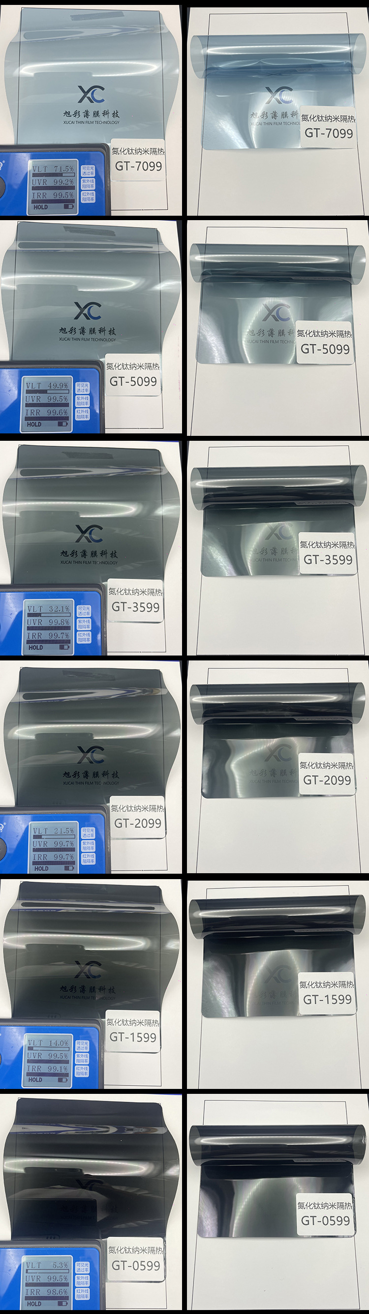 Automobile solar film titanium nitride high-definition high-permeability heat-insulating glass film front window explosion-proof anti-ultraviolet solar film