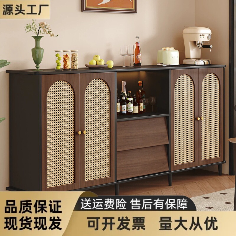 Modern Minimalist French-Style Rattan Storage Cabinet for Home Use, Dining Room Tea Cabinet, Sideboard, Kitchen Storage Cabinet, Side Cabinet