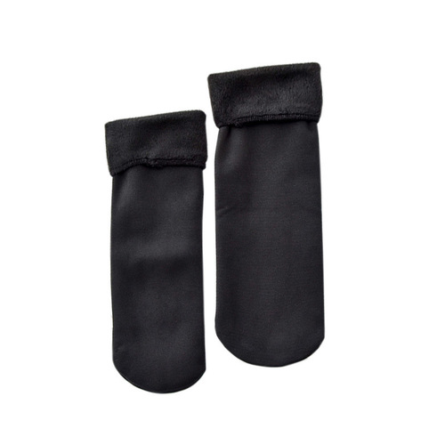 Source manufacturer wholesale men's and women's autumn and winter warm socks plus velvet thickened snow socks solid color mid-calf floor socks