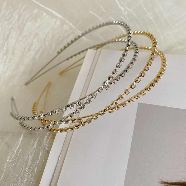 Korean Alloy Rhinestone Cross Thin Headband Wholesale Nihaojewelry display picture 7