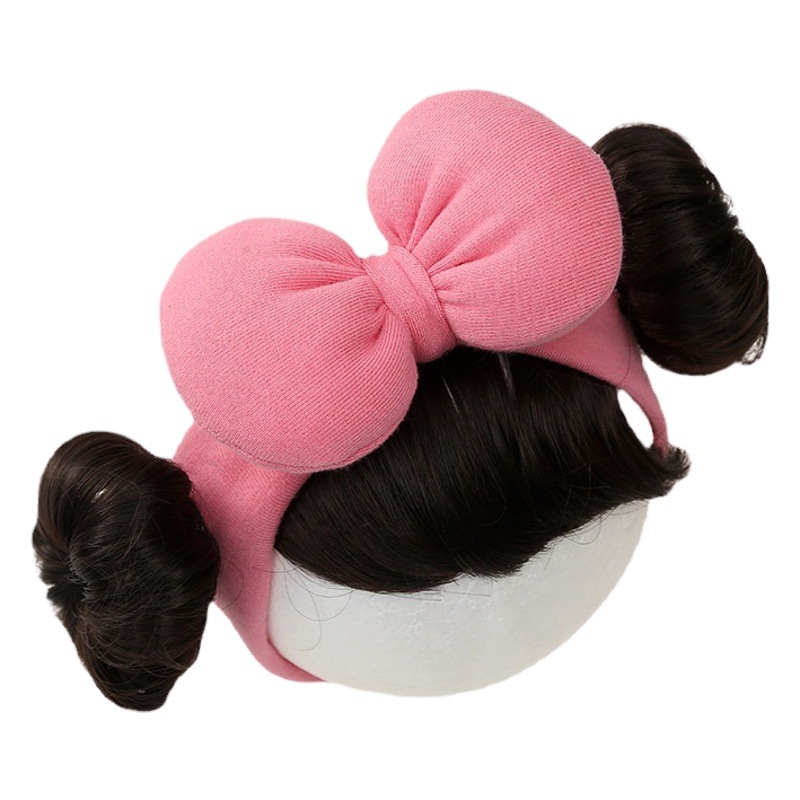 Diadema para bebé, protección de fontanela para recién nacidos, doble moño, peluca para bebé, lazo para bebé, diadema para niños