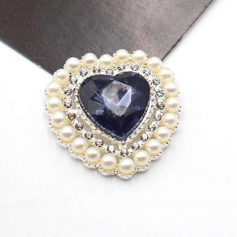 27mm銀色桃心真珠花盤合金部品diy髪飾り花盤ドリル頭飾りアクセサリー部品