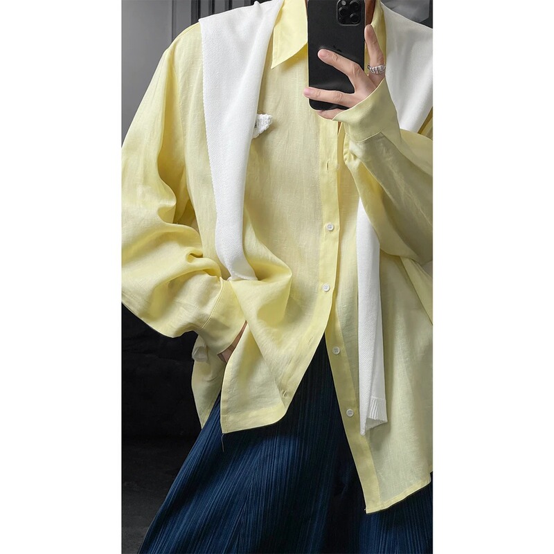 New Fashionable Versatile Trendy Comfortable Light Luxury Style Design Men's Niche Lazy Style Long-Sleeve Shirt for Men