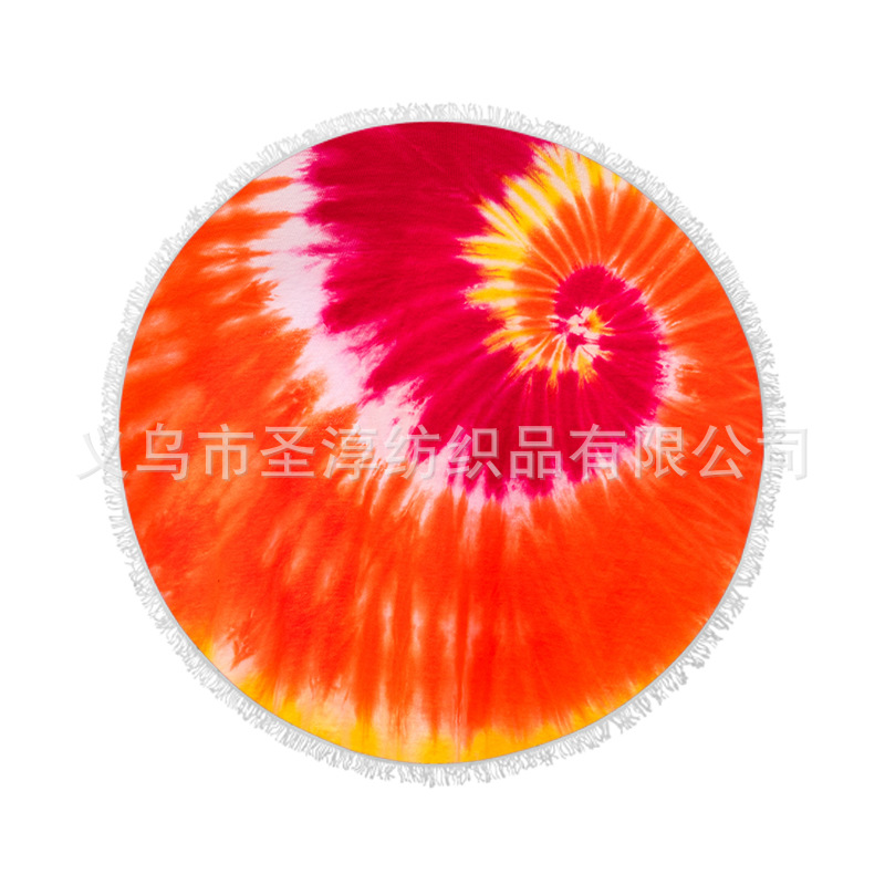 La fibra impresa redonda de la toalla de playa de la fuente directa de la fábrica con las borlas siente suave puede ser arena antiadherente de la playa de la imagen