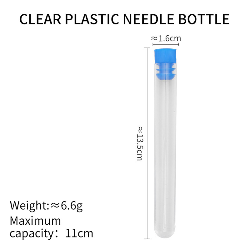 Tubo de aguja, almacenamiento de plástico transparente, botella de aguja, herramienta de costura de bricolaje hecha a mano, tubo de almacenamiento de aguja de coser a mano para el hogar, tubo de aguja