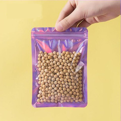 Laser printed bone bag, jewelry gift packaging bag, earrings yin and yang transparent ziplock bag, colorful plastic bag