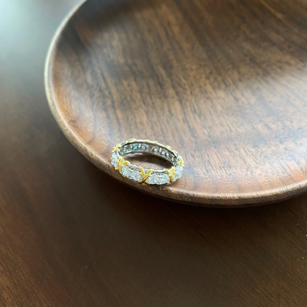 Retro Geometric Sterling Silver Inlay Zircon Rings