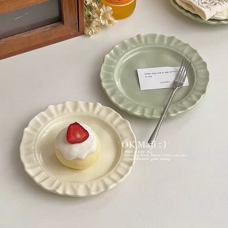 可爱盘子高级感甜点碟子陶瓷餐具ins风餐盘甜品盘精致水果蛋糕碟