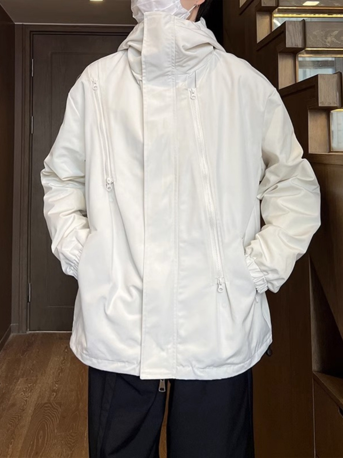 Chaqueta de estilo americano primavera y otoño marca de moda al aire libre herramientas funcionales impermeable a prueba de viento casual chaqueta con capucha