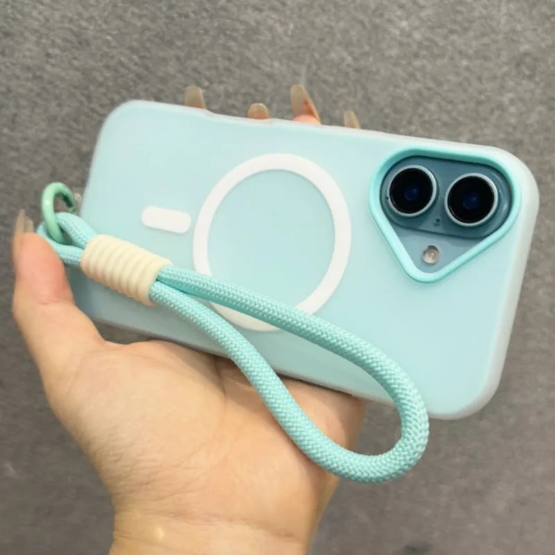 Suitable for Apple 16 Magnetic Phone Case with Lanyard Wrist Strap Iphone15Promax New 13 All-Inclusive 14 Sets