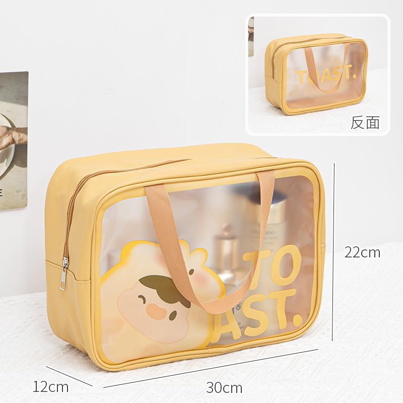 Bolsa de cosméticos de dibujos animados lindo de gran capacidad Pu bolsa de lavado a prueba de agua bolsa de almacenamiento transparente de cosméticos de lavado portátil de viaje