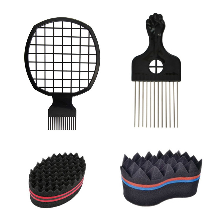 Cross-border African hairdressing foil perm styling comb sponge perm comb hip-hop mesh comb black perm tool set