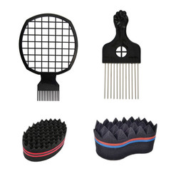 Cross-border African hairdressing foil perm styling comb sponge perm comb hip-hop mesh comb black perm tool set
