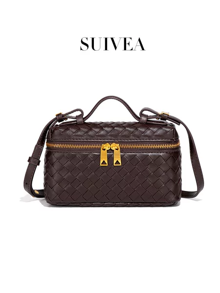 Korean-Style Box Bag, Crossbody Woven Bag, Versatile Hand-Held Lunchbox Bag, Boston Handbag, Trendy Single-Shoulder Small Square Bag