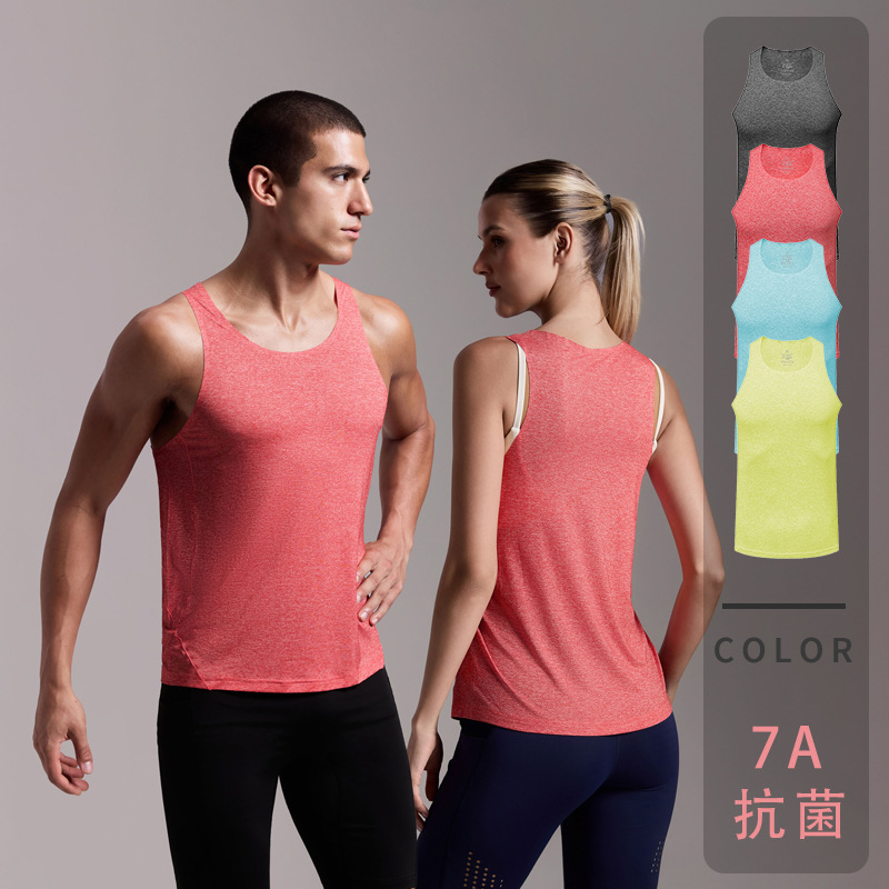 Summer 7A Antibacterial, Anti-Wrinkle, Moisture-Wicking, Breathable, Cool-Feeling Running Training Quick-Drying Vest for Women and Men
