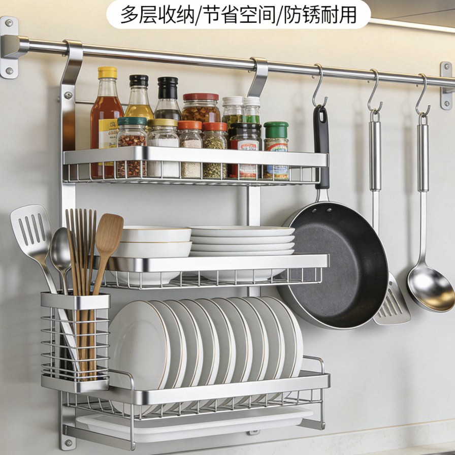 Stainless Steel Multi-Tier Shelf Rack