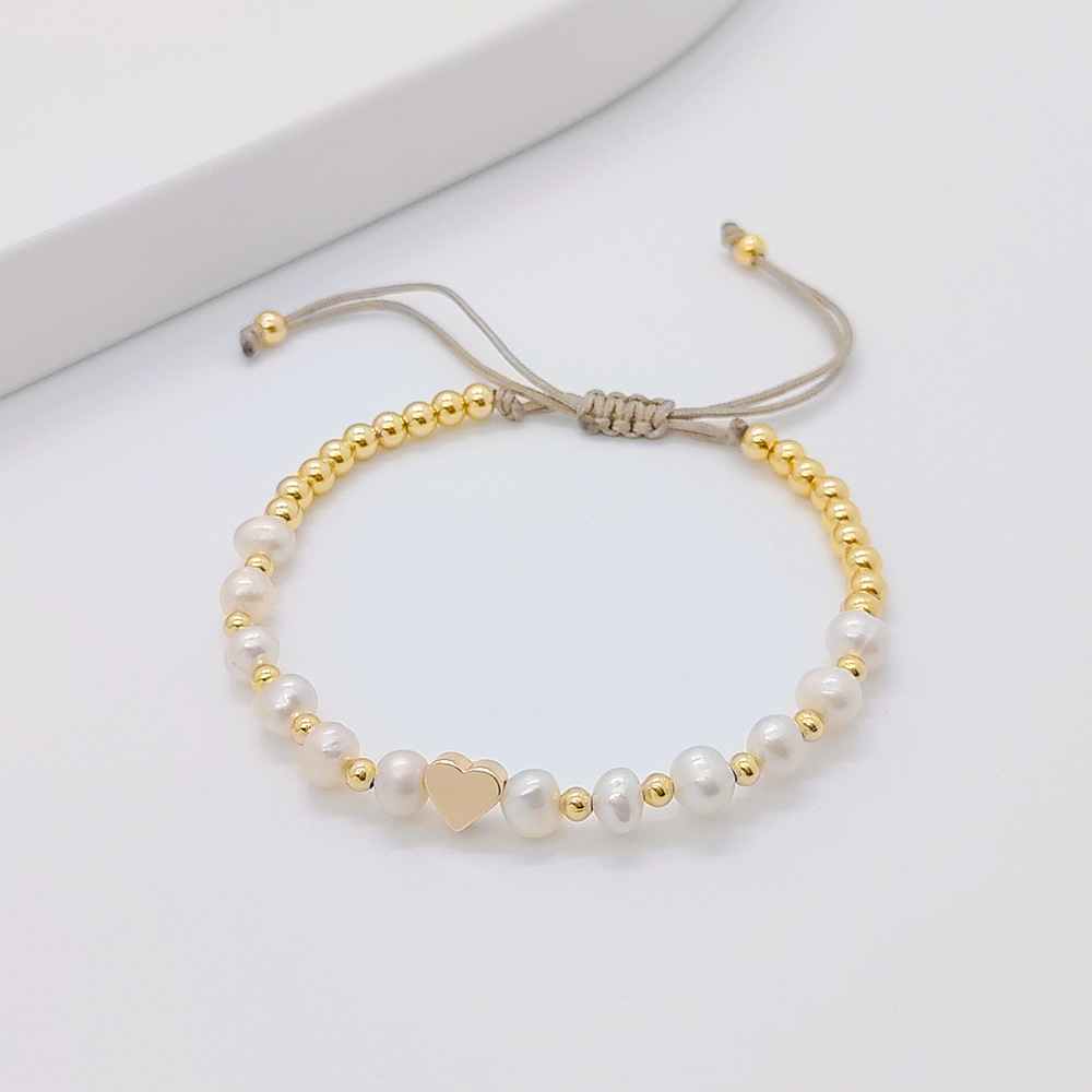 1 Piece Quantity Daily, Tea Party Occasion Ig Style Korean Style Geometric Heart Shape Copper Bracelets