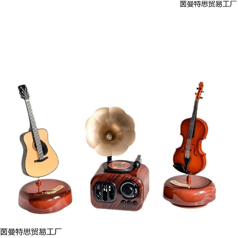 Decoraciones de gramófono retro escritorio caja de música creativa sala de estar porche decoración nostálgica del hogar nicho sentido de alta gama