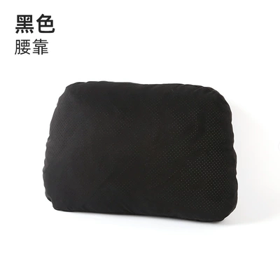 Backrest Pillow, Headrest - black-single-lumbar-support-dupont-cotton-core-suede-breathable-perforation