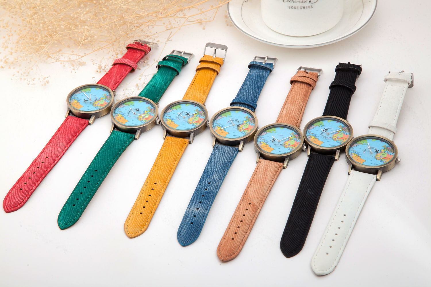 Hot selling circling the earth, cowboy belt watch, antique copper aircraft map belt, men's and women's watch_voghion.com