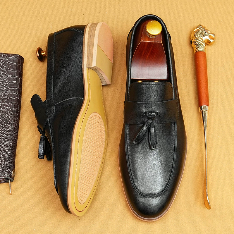 [Эксклюзив для VIP-клиентов] Новые мужские лоферы 2025 года из натуральной мягкой кожи, повседневные британские туфли без шнурков