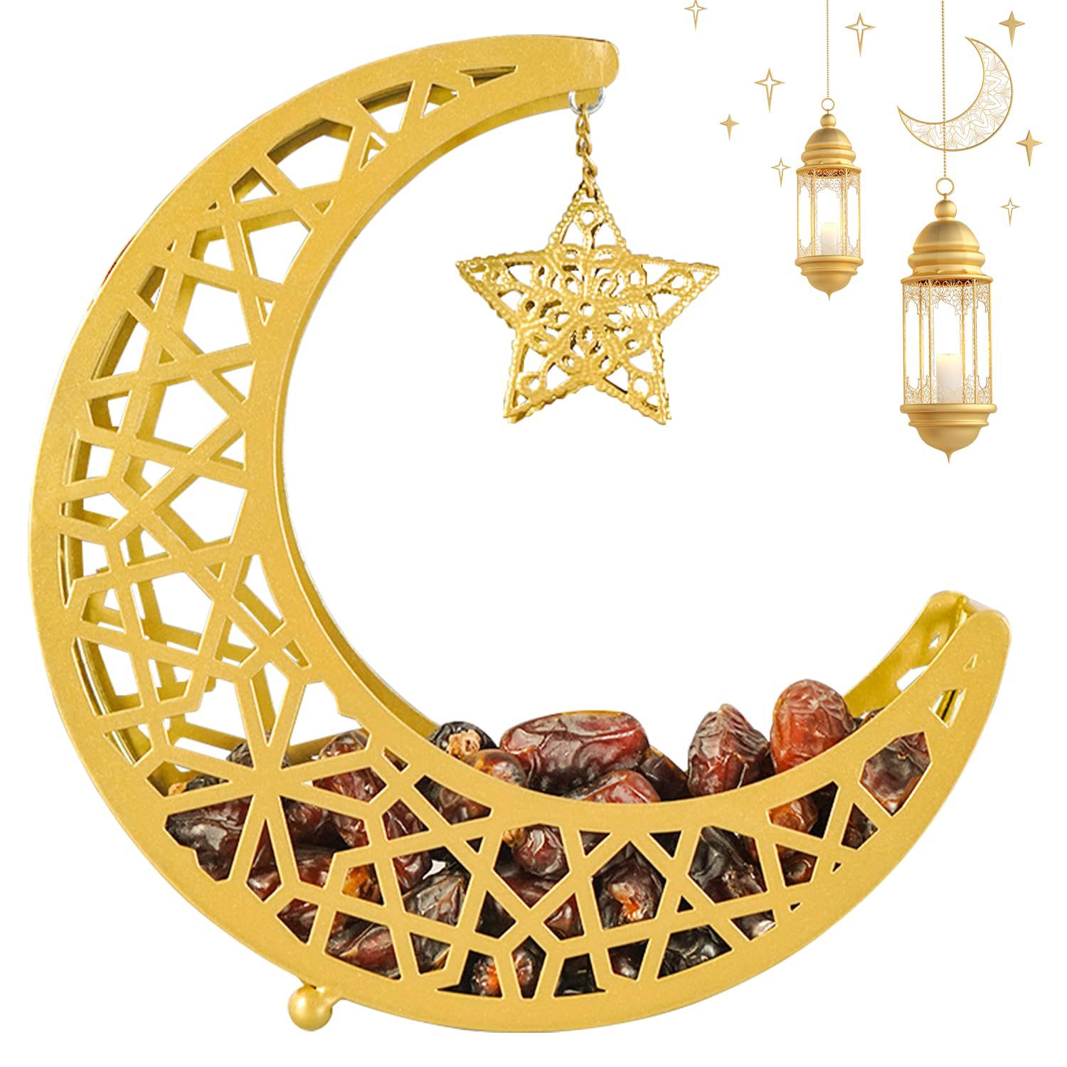 Middle Eastern Festival Cut Out Metal Iron Star and Moon Shape Snack Tray Storage Box Home Furnishings Decoration