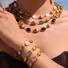 琼瑶 高品质进口捷克蛋白石手链耳环项链组合镀18k金奢华优雅套装