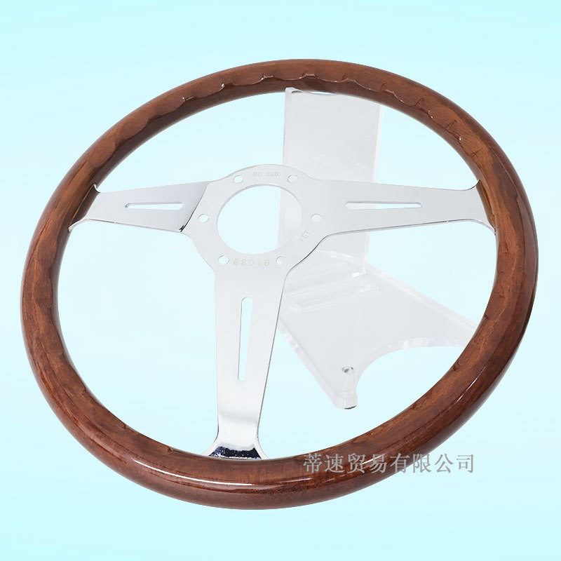 Factory Direct Sales Nardi Modified Electroplated 14-Inch 350mm Peach Wood Grain Steering Wheel with 74mm Hole Spacing and Horn Cover