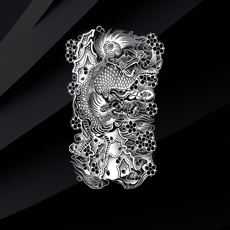 Dragon Tattoo Sticker for Men Waterproof Long-Lasting Artificial Tattoo High-End Juice Herbal Arm Half Arm Domineering 2024 New Style