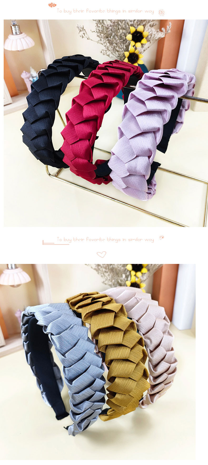 Korean Style Dough-twist Style Plaits Headband Fabric Candy Color Pressure Non-slip Headband Wide Edge Sweet All-matching Pure Color All-matching Hair Accessories display picture 1