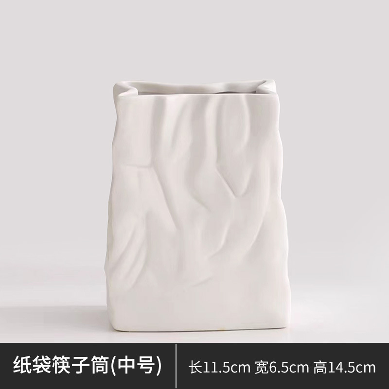 Venta directa de fábrica Soporte de tubo de palillos simple Tubo de cerámica de lujo ligero Adornos cuadrados Cara humana creativa nórdica Tubo de almacenamiento abstracto image 21